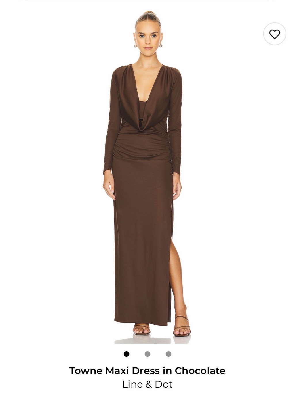 Line & Dot Towne Maxi Dress In Chocolate Brown - Long Sleeve Cowl
